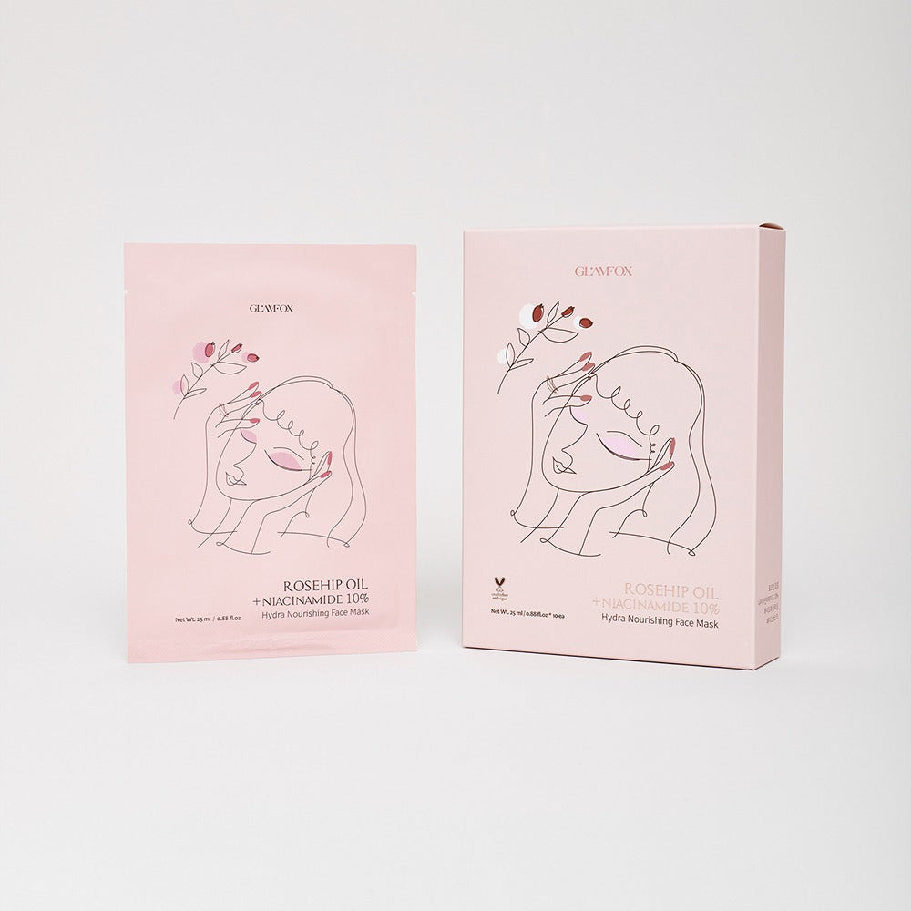 GLAMFOX Rosehip Oil + Niacinamide 10% Hydra Nourishing Face Sheet Mask