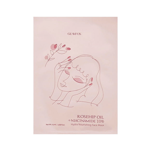 GLAMFOX Rosehip Oil + Niacinamide 10% Hydra Nourishing Face Sheet Mask