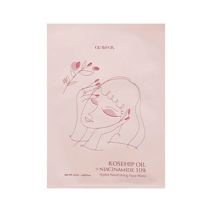 GLAMFOX Rosehip Oil + Niacinamide 10% Hydra Nourishing Face Sheet Mask