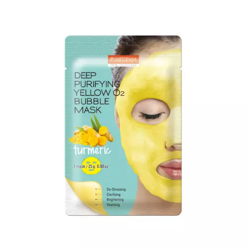 PUREDERM Deep Purifying Yellow O2 Bubble Mask *Turmeric 20g